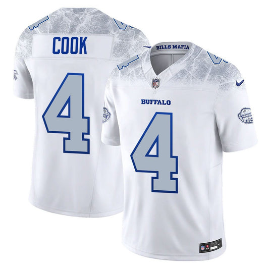 Men's Buffalo Bills #4 James Cook White Nike Rivalries Collection F.U.S.E. Vapor Limited Stitched Jersey