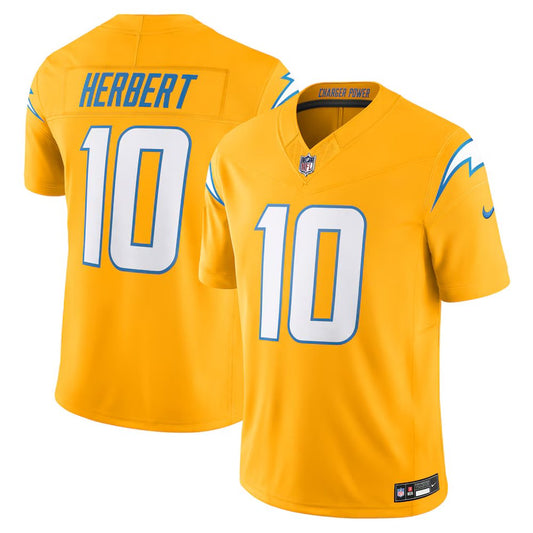 Men's Los Angeles Chargers #10 Justin Herbert Nike Alternate Super Chargers Vapor F.U.S.E. Limited Jersey