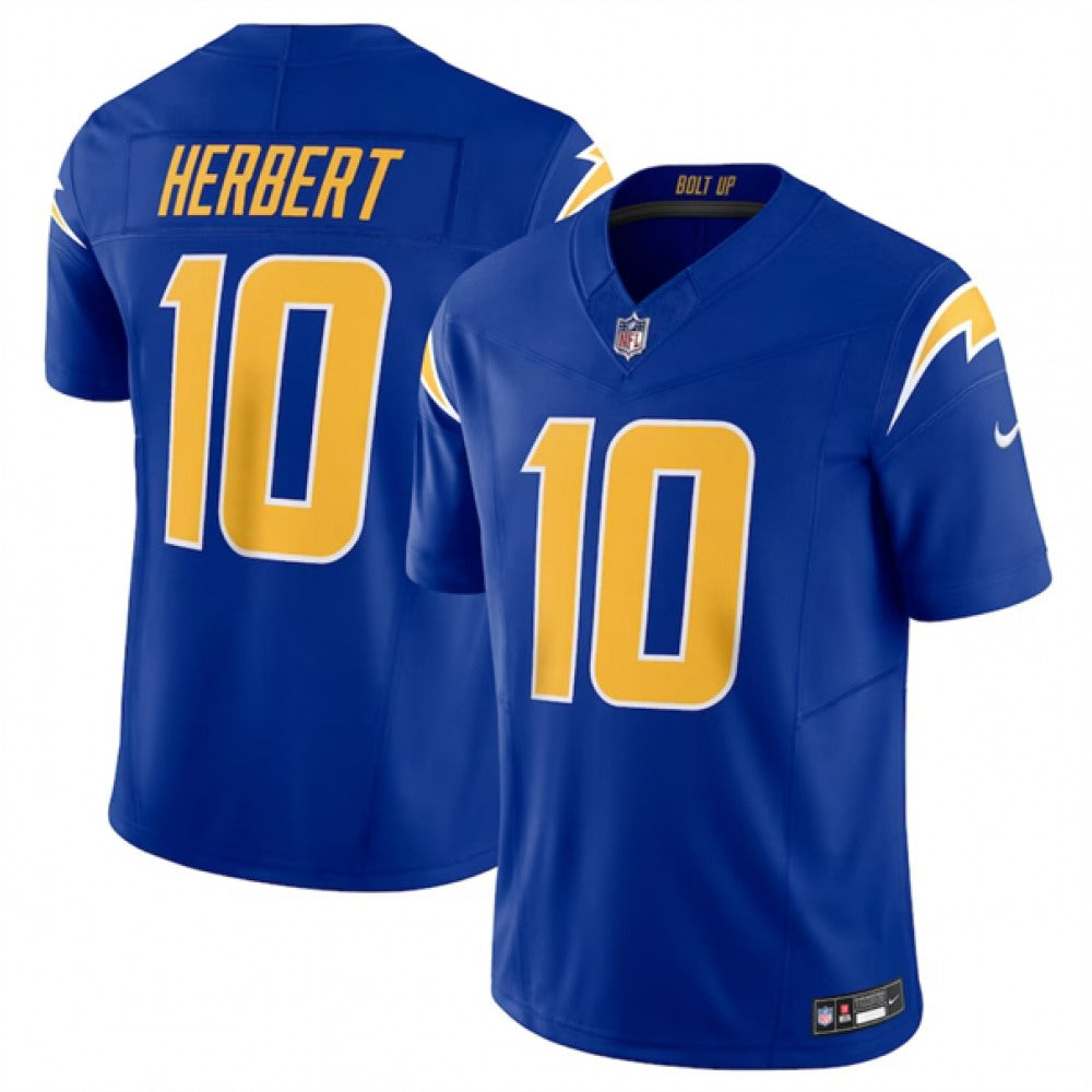 Men's Los Angeles Chargers #10 Justin Herbert Nike Alternate Super Chargers Vapor F.U.S.E. Limited Jersey