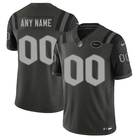Men's New York Jets Custom Black Rivalries Collection F.U.S.E. Vapor Limited Stitched Jersey
