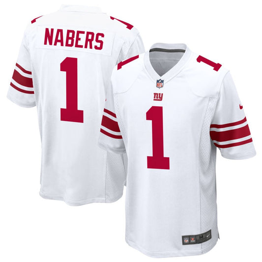 Men's New York Giants #1 Malik Nabers White Game Jersey