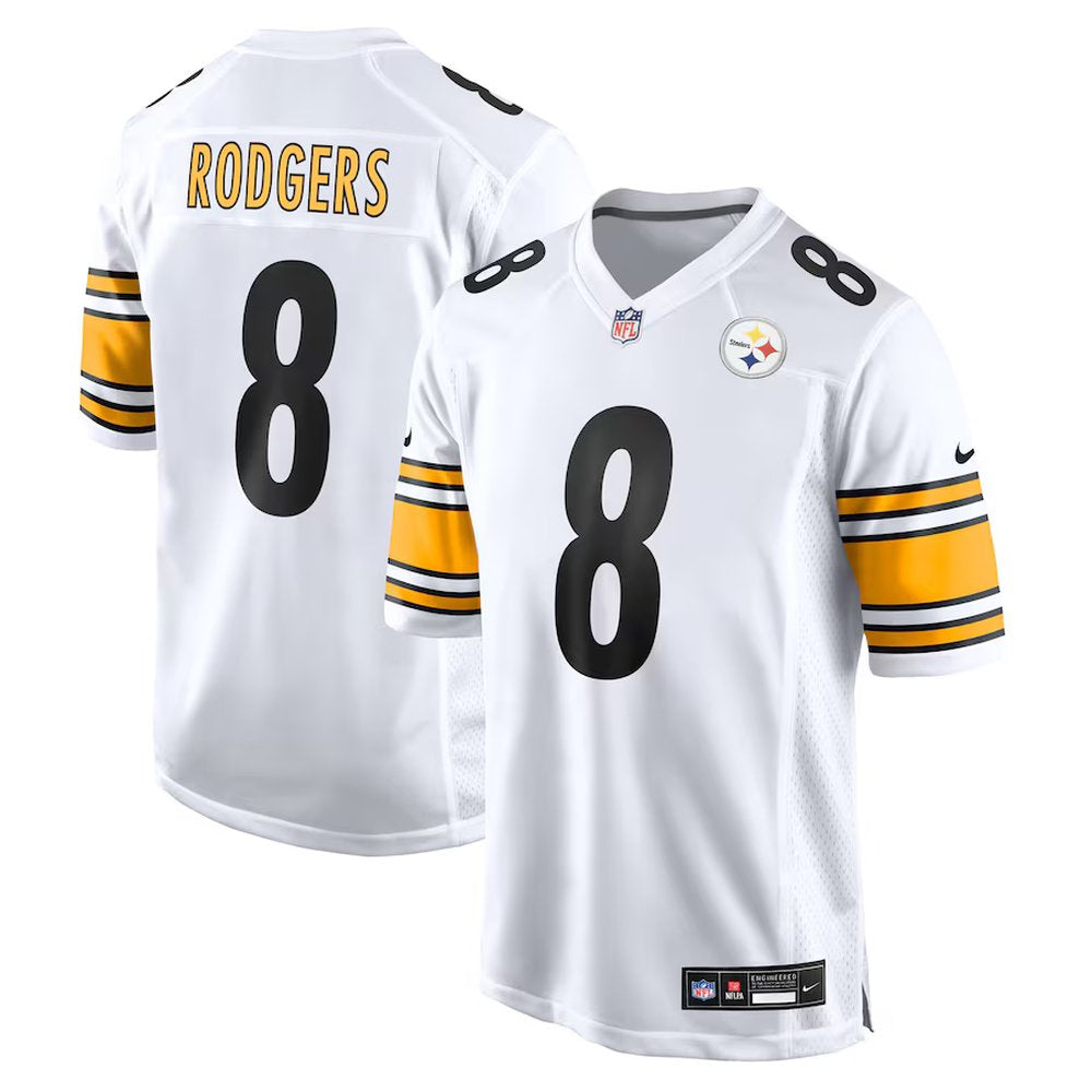 Men's Pittsburgh Steelers #8 Aaron Rodgers Black/White Game Jersey