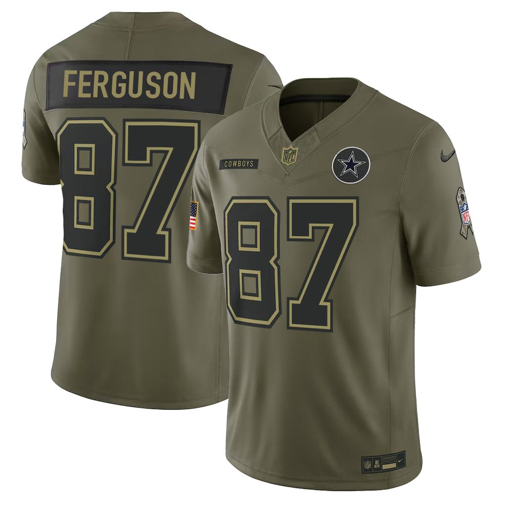 Men's Dallas Cowboys #87 Jake Ferguson Nike Olive 2025 Salute to Service Retired Limited Jersey