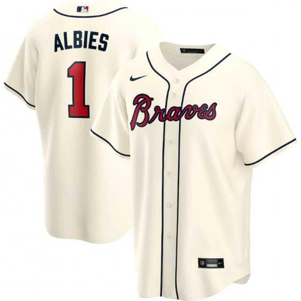 Men's Atlanta Braves #1 Ozzie Albies Cool Base Stitched Jersey
