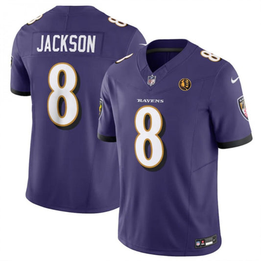 Men’s Baltimore Ravens #8 Lamar Jackson F.U.S.E. w/ John Madden Patch Limited Football Jersey