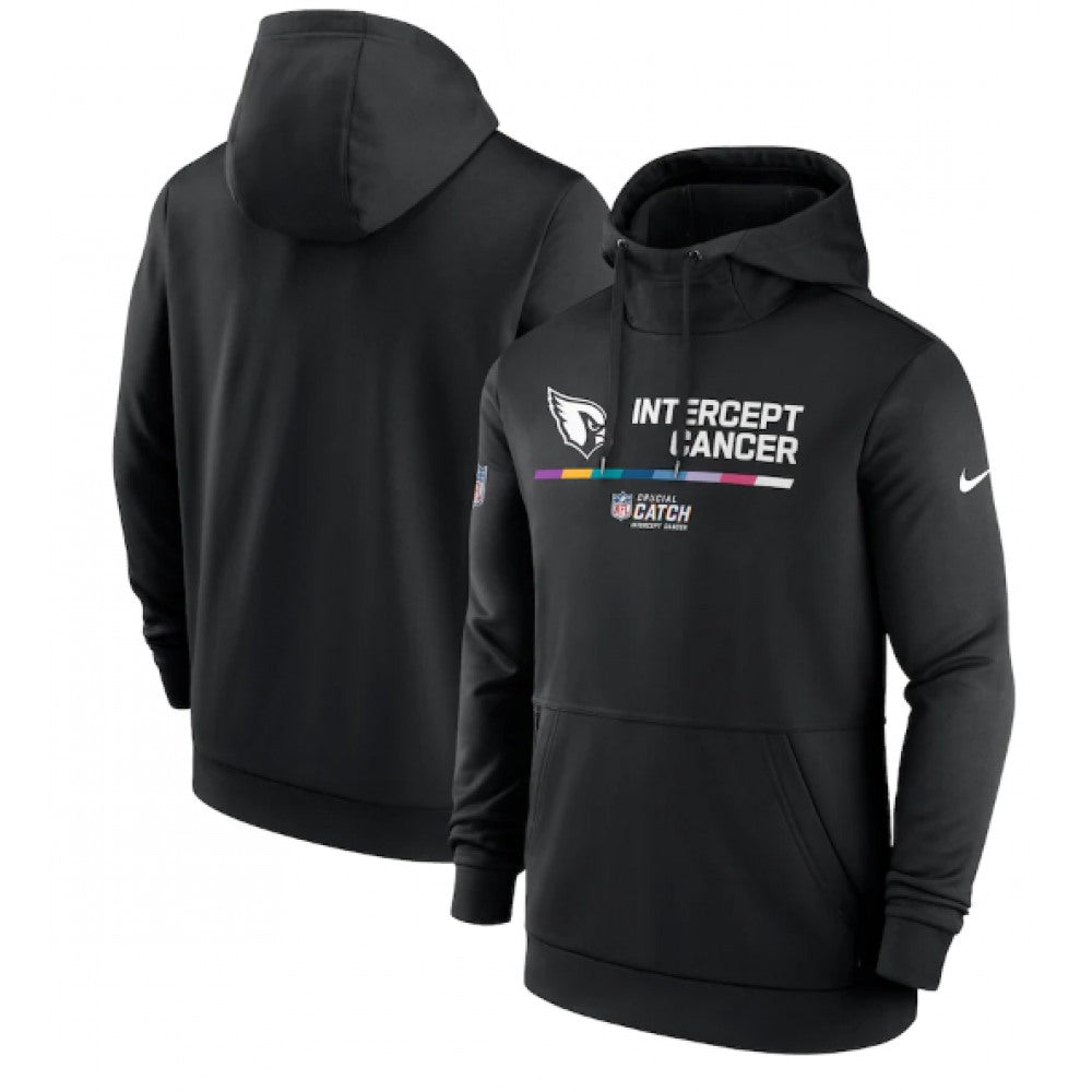 Men's Arizona Cardinals Black Crucial Catch Therma Performance Pullover Hoodie
