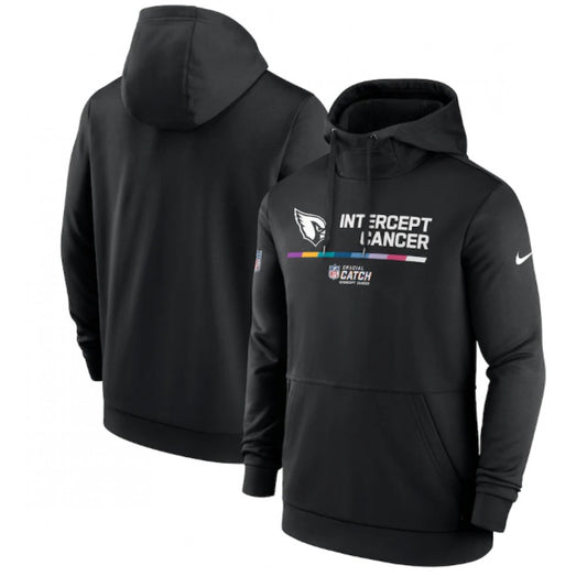 Men's Arizona Cardinals Black Crucial Catch Therma Performance Pullover Hoodie