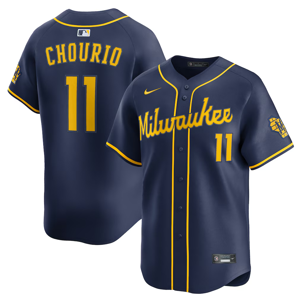 Men's Milwaukee Brewers #11 Jackson Chourio Navy Alternate 2 Limited Jersey