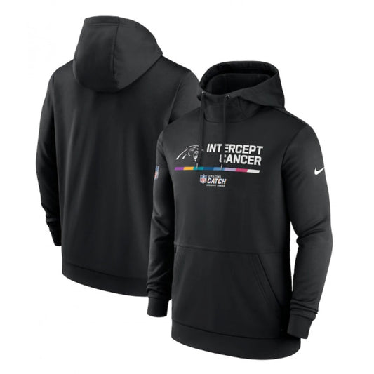 Men's Carolina Panthers Black Crucial Catch Therma Performance Pullover Hoodie