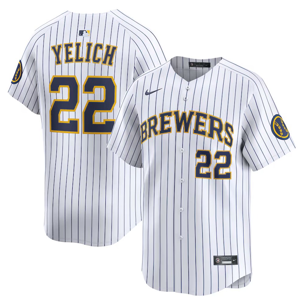 Men's Milwaukee Brewers #22 Christian Yelich White Alternate Limited Jersey