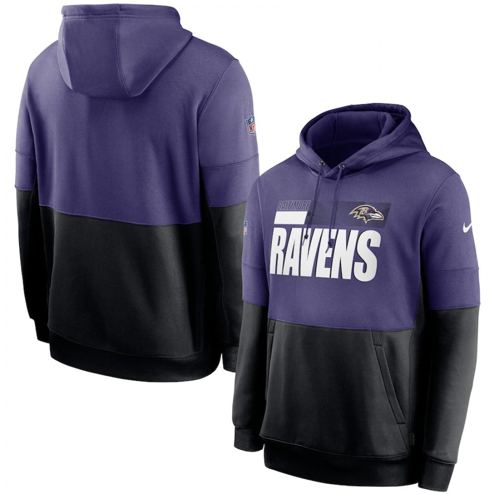 Men's Nike Baltimore Ravens Purple/Black Sideline Impact Lockup Performance Pullover Hoodie
