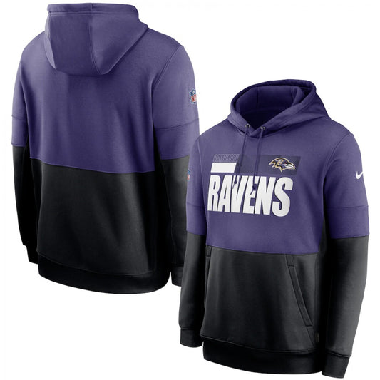 Men's Nike Baltimore Ravens Purple/Black Sideline Impact Lockup Performance Pullover Hoodie