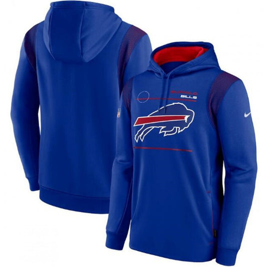 Men's Buffalo Bills Royal Sideline Logo Performance Pullover Hoodie