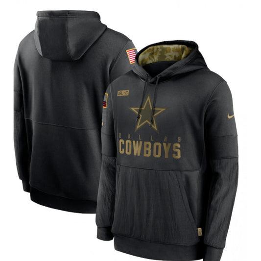 Men's Dallas Cowboys Black Salute to Service Sideline Performance Pullover Hoodie