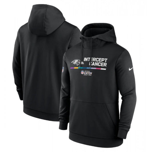 Men's Baltimore Ravens Black Crucial Catch Therma Performance Pullover Hoodie