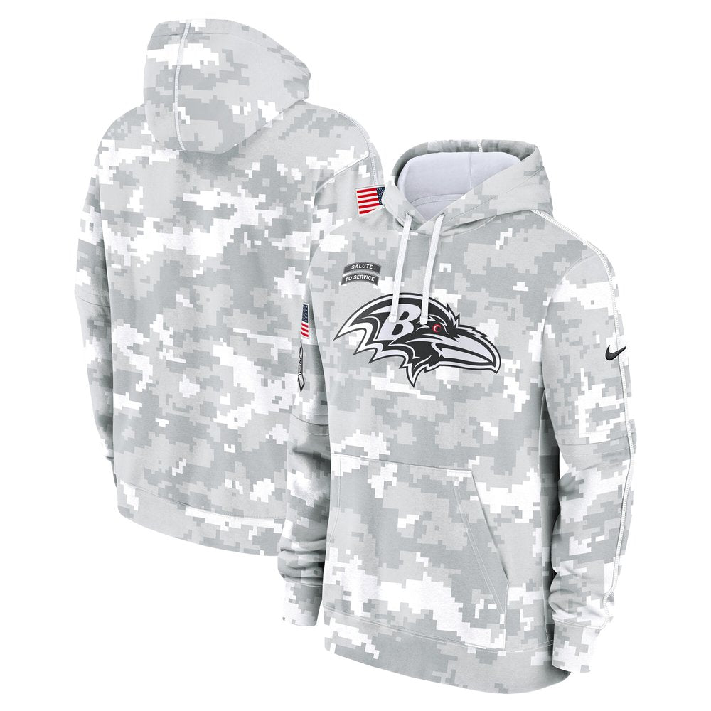Men's Baltimore Ravens Nike Arctic Camo Salute to Service Club Fleece Pullover Hoodie