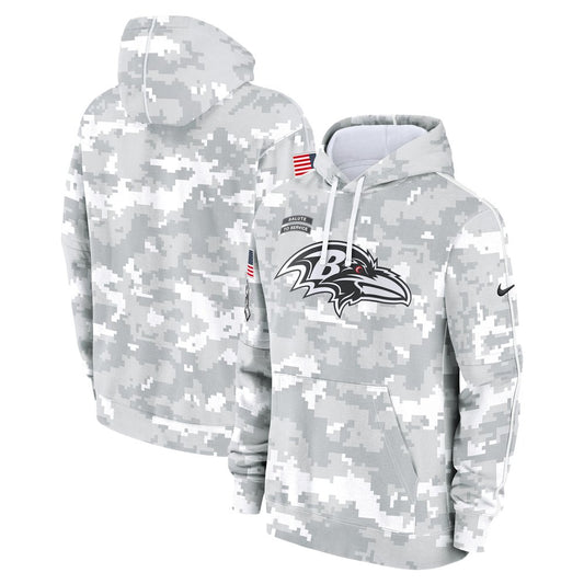 Men's Baltimore Ravens Nike Arctic Camo Salute to Service Club Fleece Pullover Hoodie