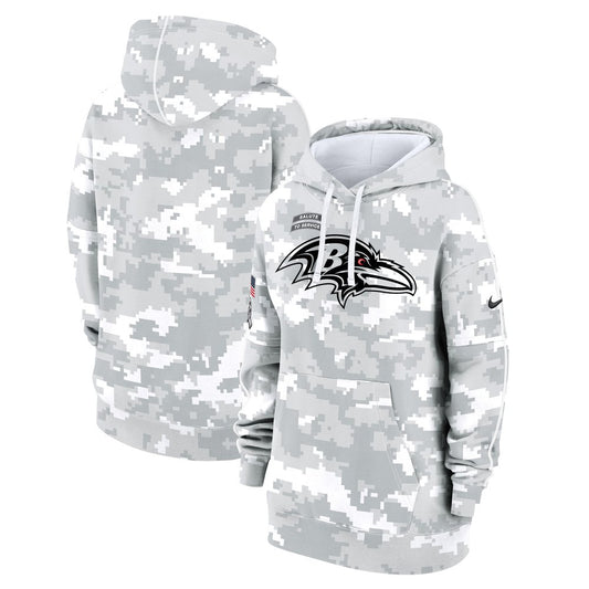 Women's Baltimore Ravens Nike Arctic Camo Salute To Service Club Fleece Pullover Hoodie