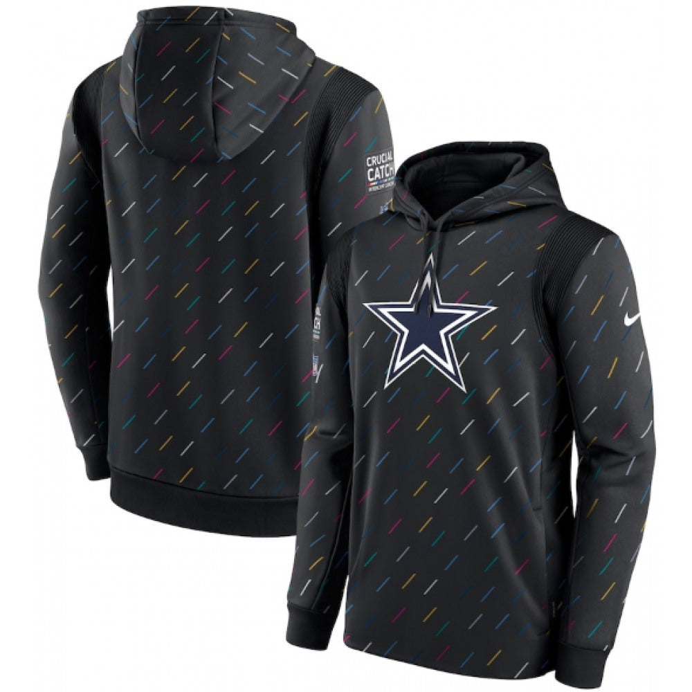 Men's Dallas Cowboy Charcoal Crucial Catch Therma Pullover Hoodie