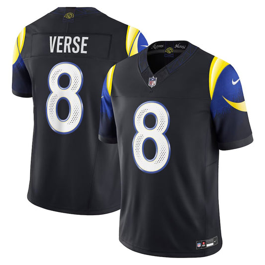 Men's Los Angeles Rams #8 Jared Verse Midnight Blue Rivalries Collection F.U.S.E. Vapor Limited Stitched Jersey