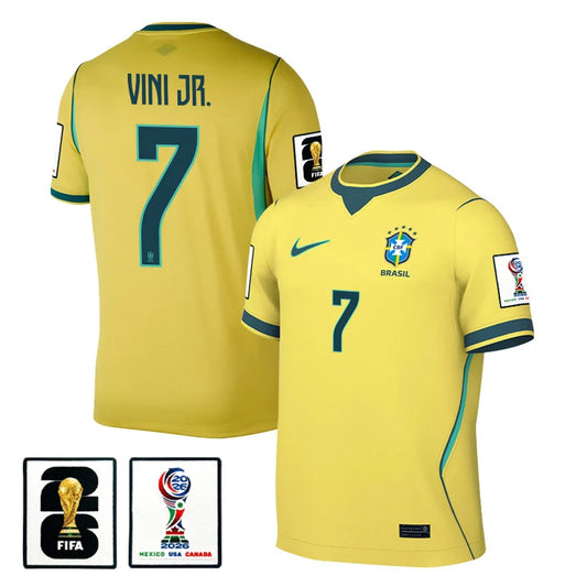 Men's Vini Jr Brazil National Team 26/27 Patch Authentic Soccer Jersey FIFA World Cup 2026
