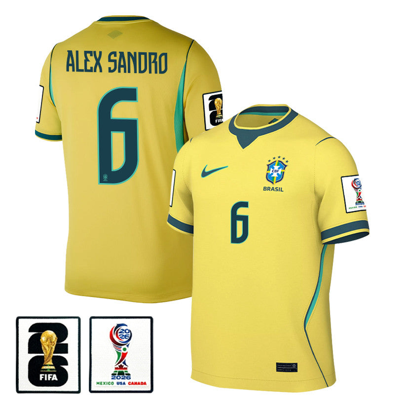 Men's Alex Sandro Brazil National Team 26/27 Patch Authentic Soccer Jersey FIFA World Cup 2026