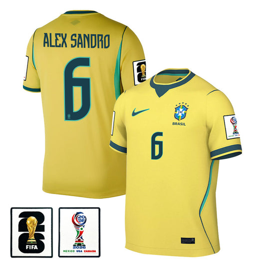 Men's Alex Sandro Brazil National Team 26/27 Patch Authentic Soccer Jersey FIFA World Cup 2026