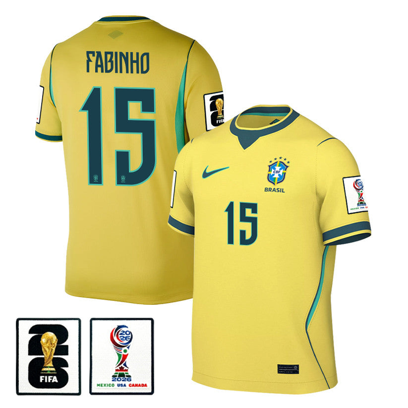 Men's Fabinho Brazil National Team 26/27 Patch Authentic Soccer Jersey FIFA World Cup 2026