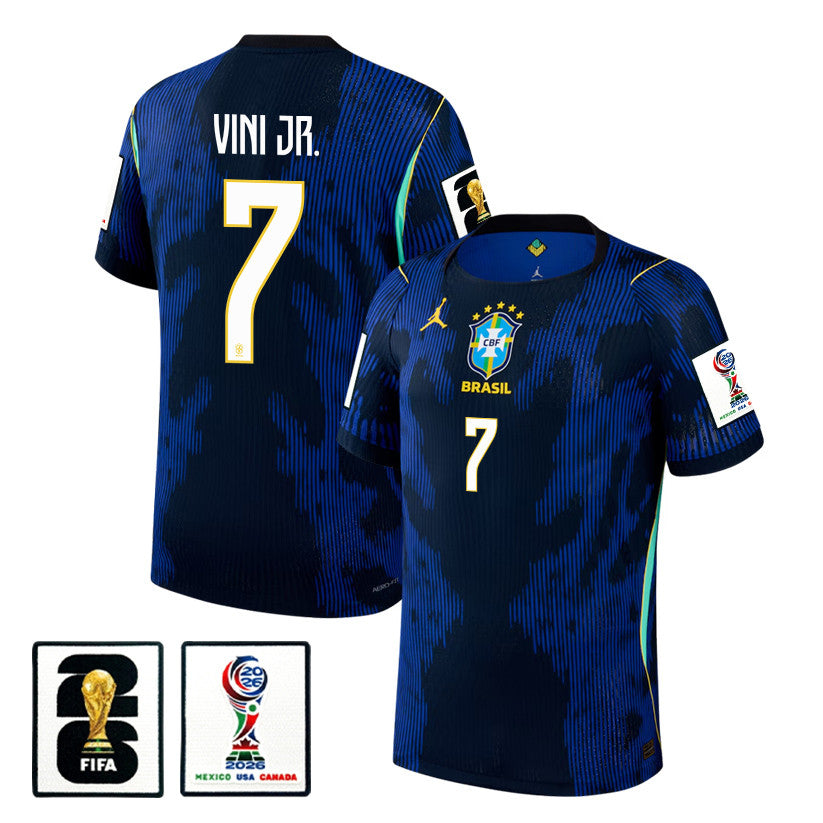Men's Vini Jr Brazil National Team 26/27 Patch Authentic Soccer Jersey FIFA World Cup 2026