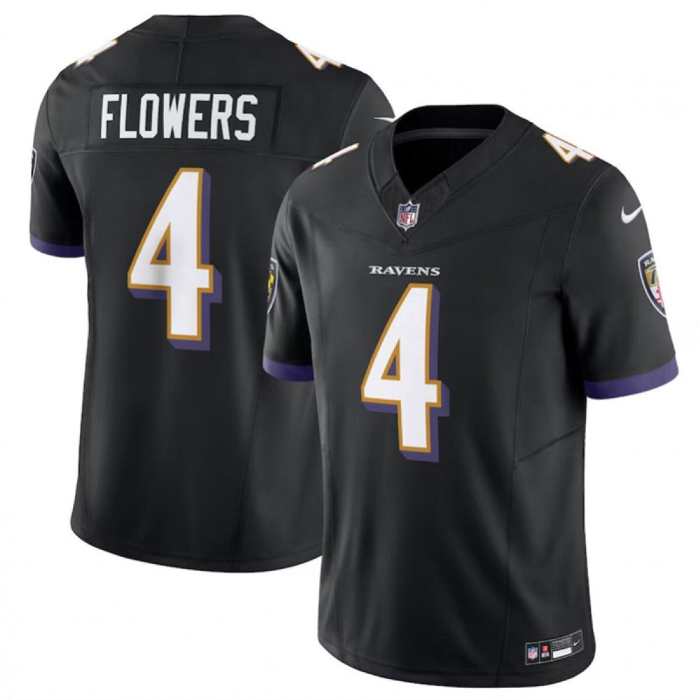 Men's Baltimore Ravens #4 Zay Flowers Nike F.U.S.E. Vapor Limited Football Jersey