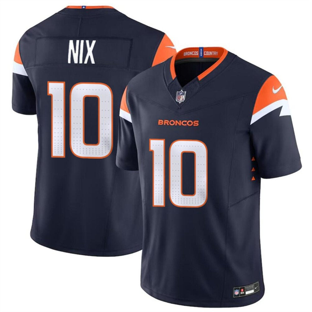 Men's Denver Broncos #10 Bo Nix Nike Draft F.U.S.E. Vapor Limited Stitched Football Jersey