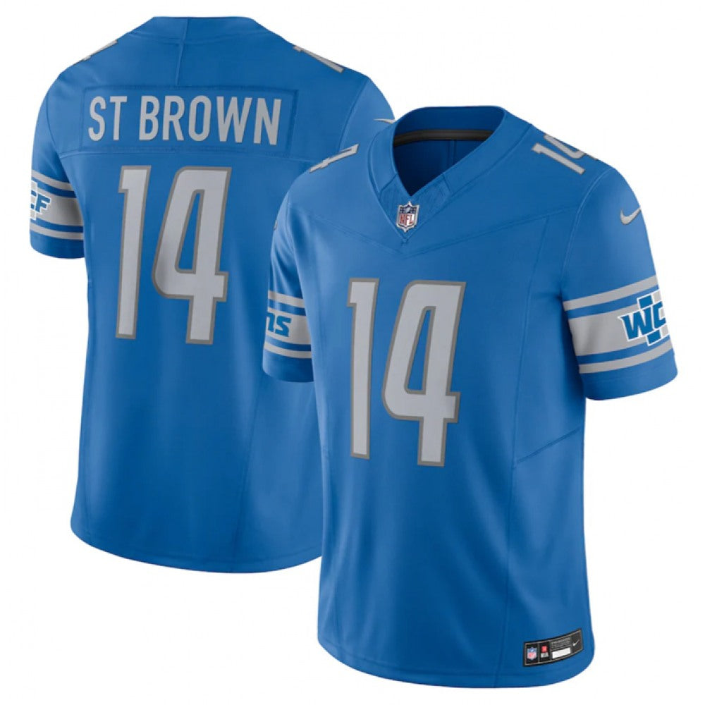 Men's Detroit Lions #14 Amon-Ra St. Brown Nike F.U.S.E. Vapor Untouchable Limited Stitched Jersey