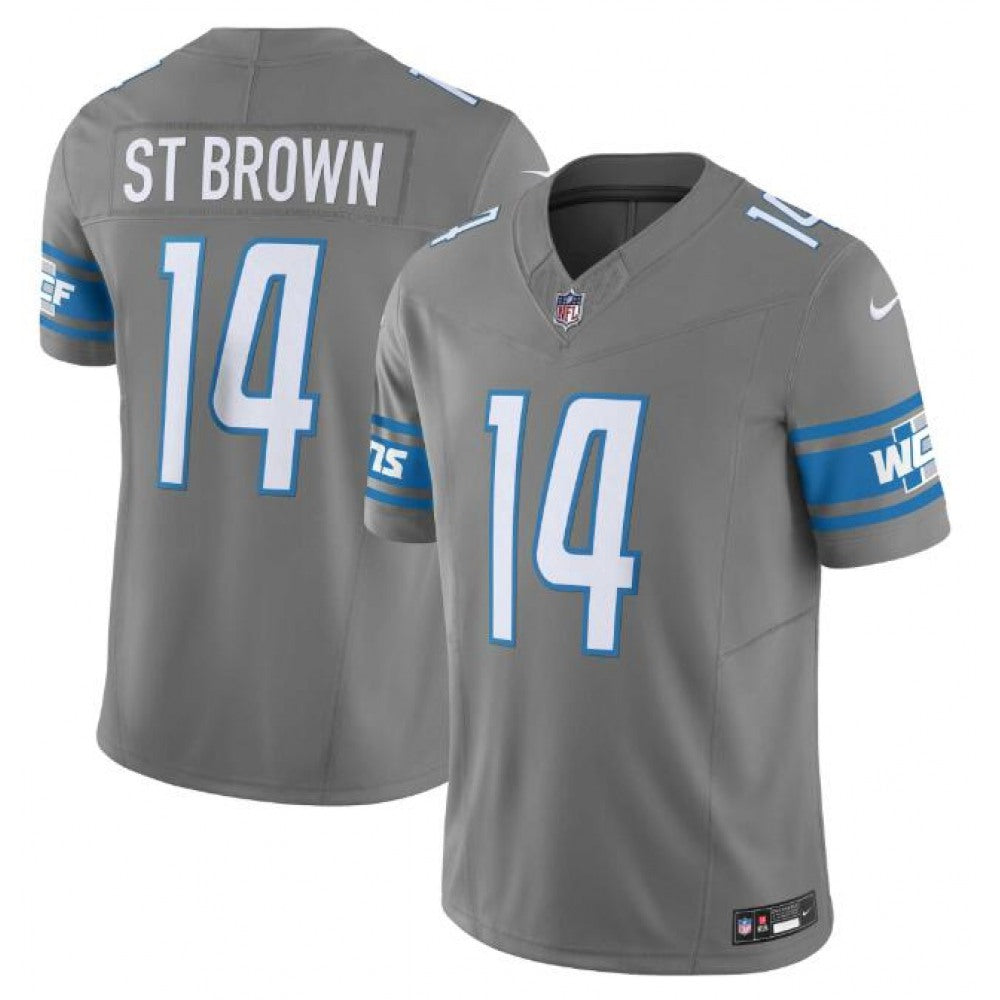 Men's Detroit Lions #14 Amon-Ra St. Brown Nike F.U.S.E. Vapor Untouchable Limited Stitched Jersey