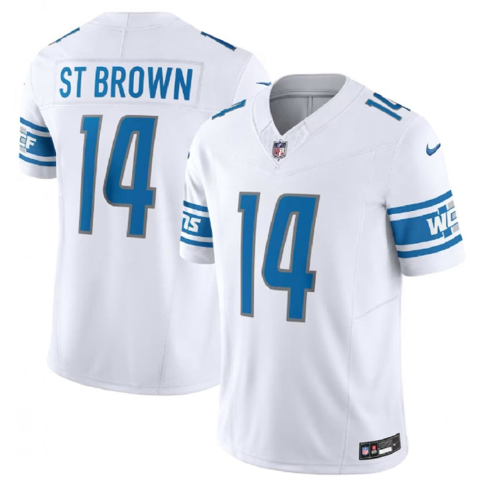 Men's Detroit Lions #14 Amon-Ra St. Brown Nike F.U.S.E. Vapor Untouchable Limited Stitched Jersey