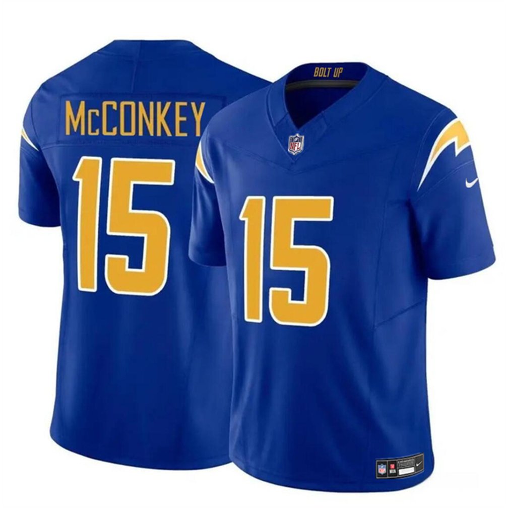 Men's Los Angeles Chargers #15 Ladd McConkey Nike Alternate Super Chargers Vapor F.U.S.E. Limited Jersey