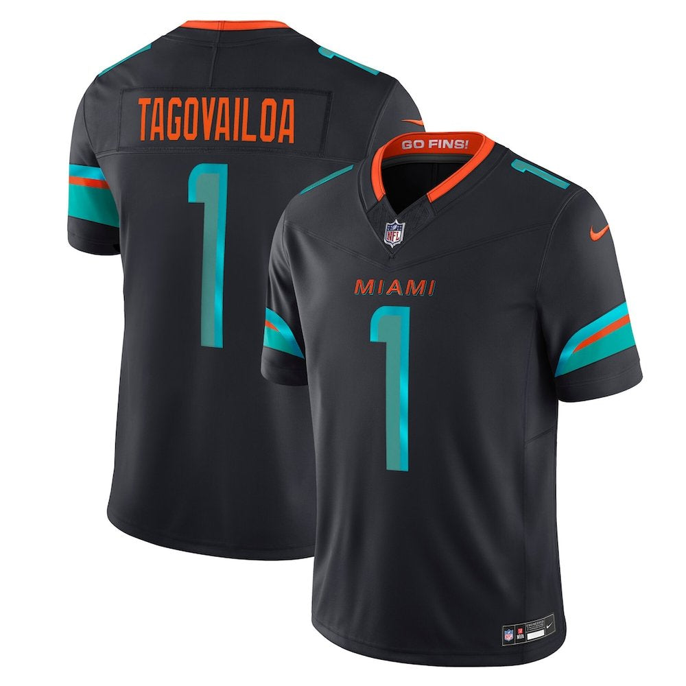 Men's Miami Dolphins #1 Tua Tagovailoa Pitch Blue Rivalries Collection F.U.S.E. Vapor Limited Stitched Jersey