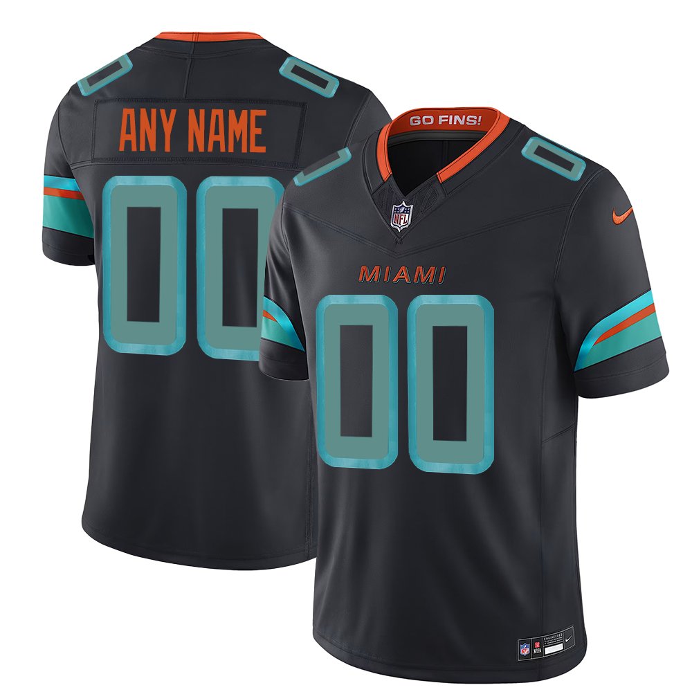 Men's Miami Dolphins Custom Pitch Blue Rivalries Collection F.U.S.E. Vapor Limited Stitched Jersey