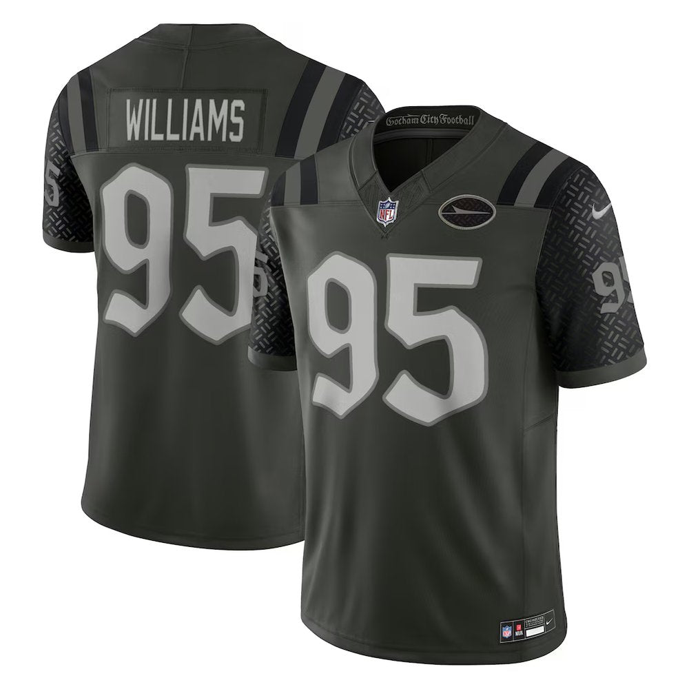 Men's New York Jets #95 Quinnen Williams Black Rivalries Collection F.U.S.E. Vapor Limited Stitched Jersey