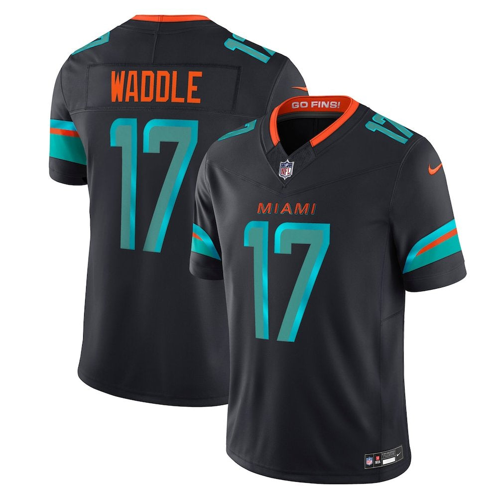 Men's Miami Dolphins #17 Jaylen Waddle Pitch Blue Rivalries Collection F.U.S.E. Vapor Limited Stitched Jersey