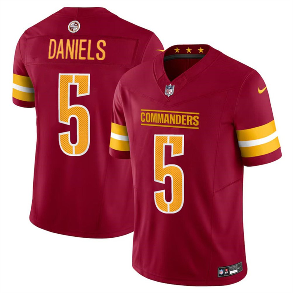Men's Washington Commanders #5 Jayden Daniels 2024 Draft F.U.S.E Vapor Limited Stitched Football Jersey