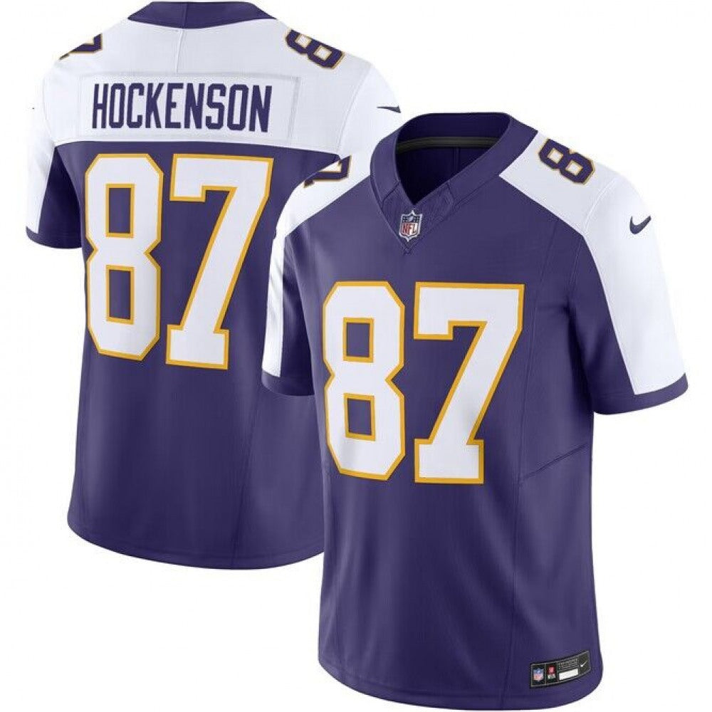 Men's Minnesota Vikings #87 T.J. Hockenson Purple F.U.S.E. Vapor Limited Stitched Jersey