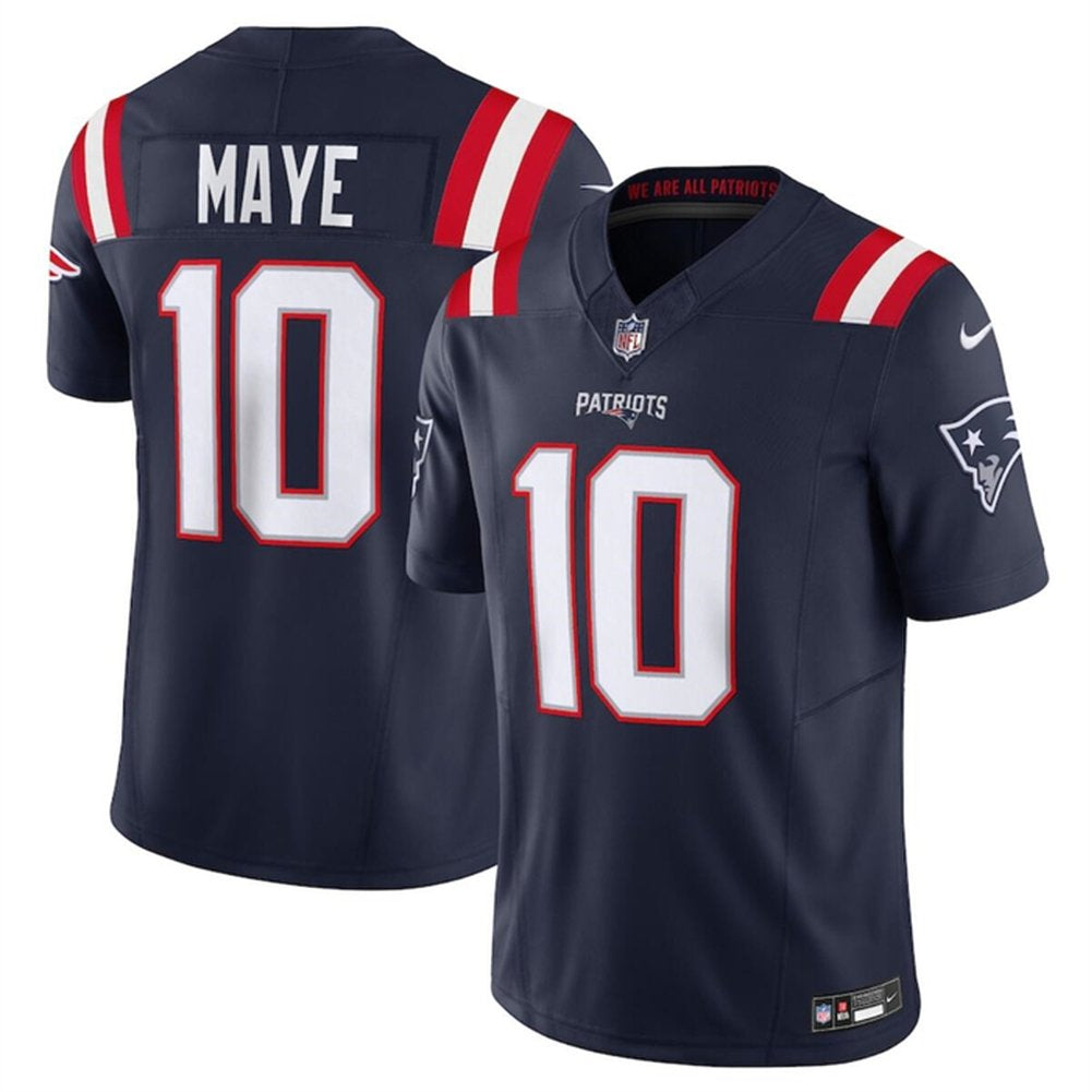 Men's New England Patriots #10 Drake Maye Draft F.U.S.E. Vapor Limited Stitched Football Jersey
