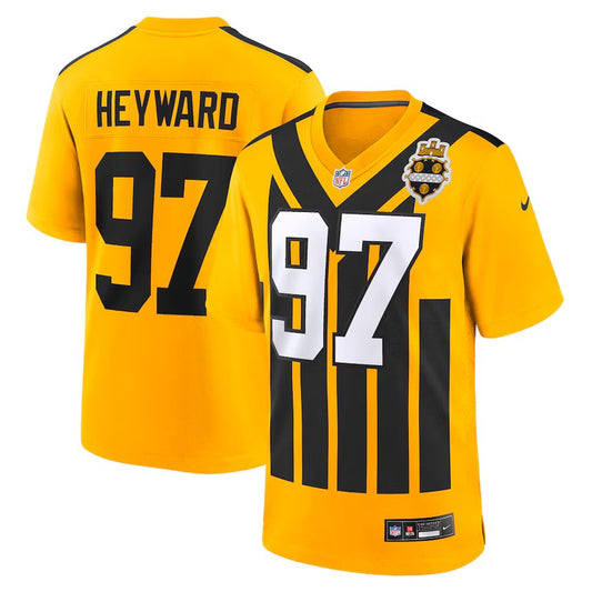 Men's Pittsburgh Steelers #97 Cameron Heyward Nike Gold Alternate 1933 Throwback Game Jersey
