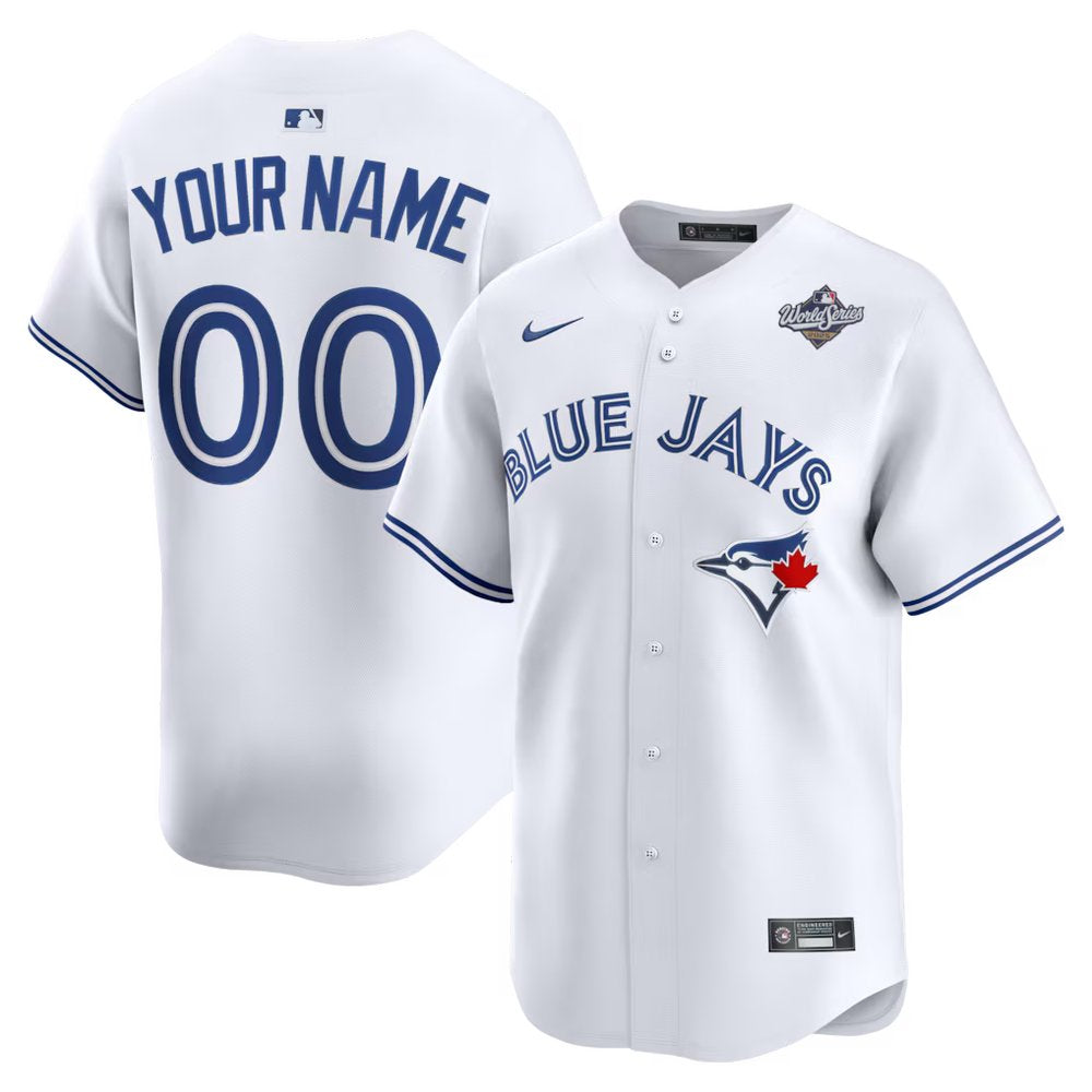 Men's Toronto Blue Jays Nike White 2025 World Series Home Limited Custom Jersey