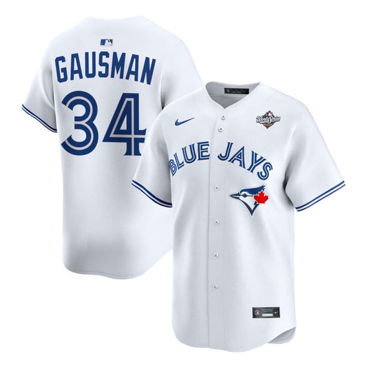 Men's Toronto Blue Jays #34 Kevin Gausman Nike White 2025 World Series Home Replica Player Jersey