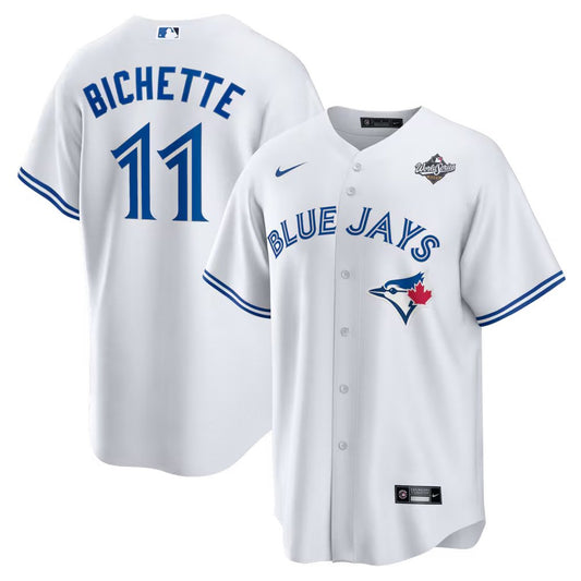 Men's Toronto Blue Jays #11 Bo Bichette Nike White 2025 World Series Home Replica Player Jersey