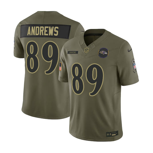 Men's Baltimore Ravens #89 Mark Andrews Nike Olive 2025 Salute to Service Retired Limited Jersey