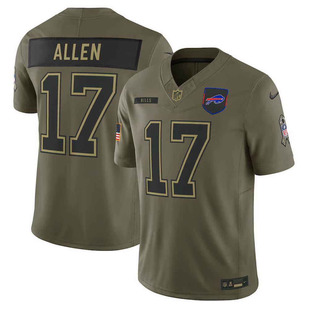 Men's Buffalo Bills #17 Josh Allen Nike Olive 2025 Salute to Service Limited Jersey