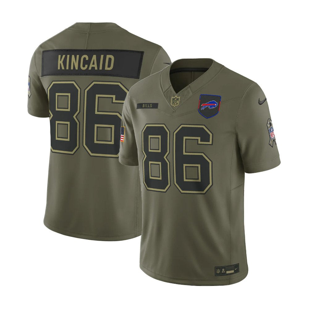 Men's Buffalo Bills #86 Dalton Kincaid Nike Olive 2025 Salute to Service Retired Limited Jersey
