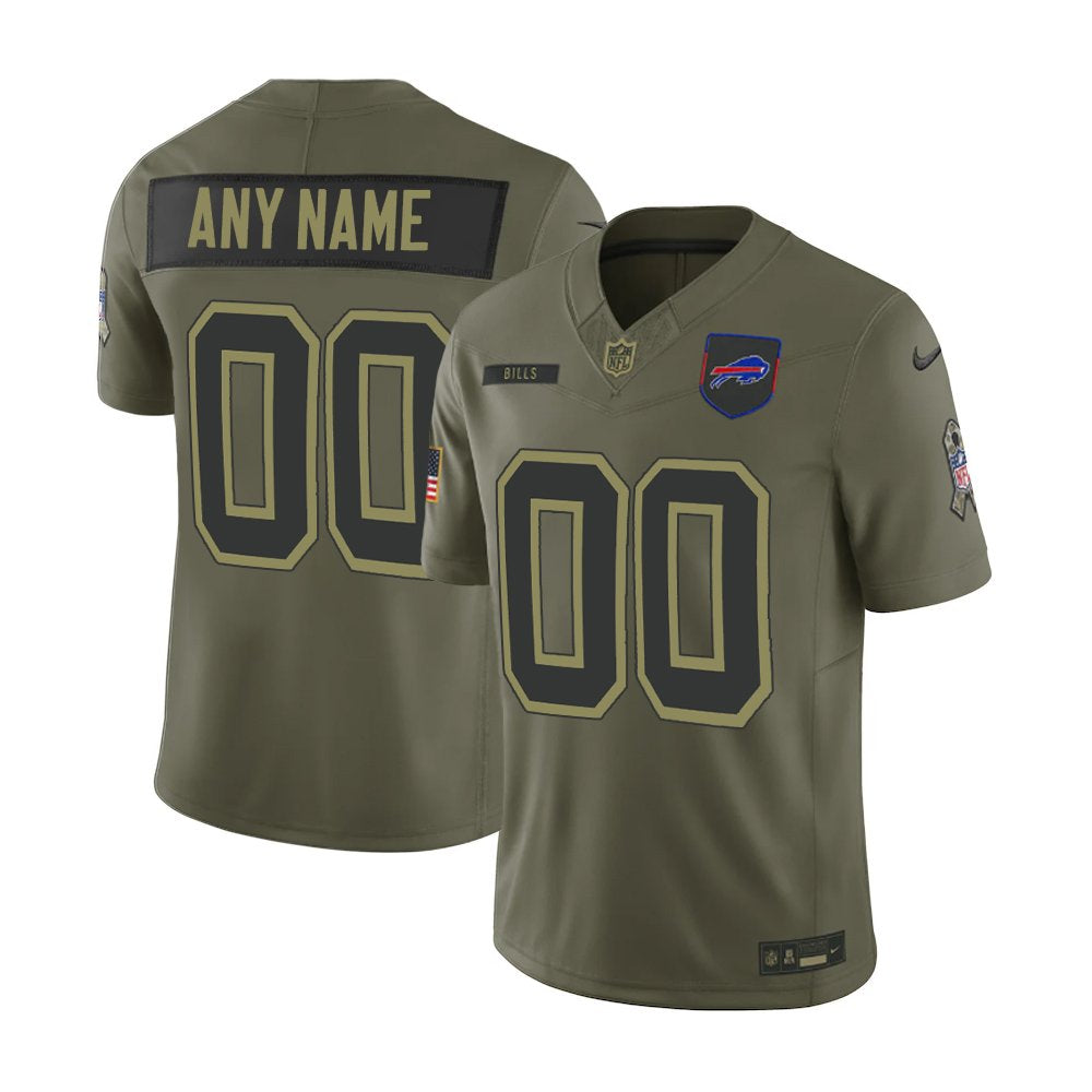 Men's Buffalo Bills Custom Nike Olive 2025 Salute to Service Retired Limited Jersey